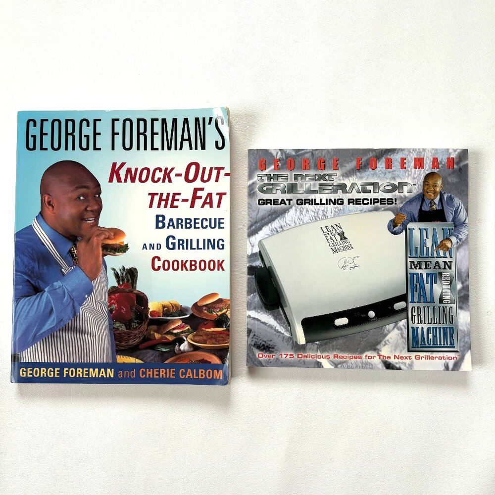 2 George Foreman Cookbooks The Next Grilleration, Knock Out the Fat Books